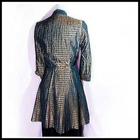 Vintage Evening Cover Copper Gold Metallic Mini Dress 40s Lounge Jacket - Picture 6 of 14